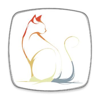 Cat Drawing Vintage - Square fridge magnet - white - Front