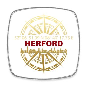 Koordinaten Skyline Herford - Viereckiger Kühlschrankmagnet - Weiß - Vorne