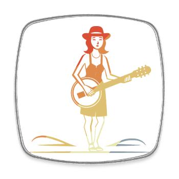 Banjo Player Vintage - Square fridge magnet - white - Front