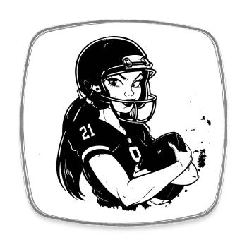 Football Frau Comic Look - Viereckiger Kühlschrankmagnet - Weiß - Vorne
