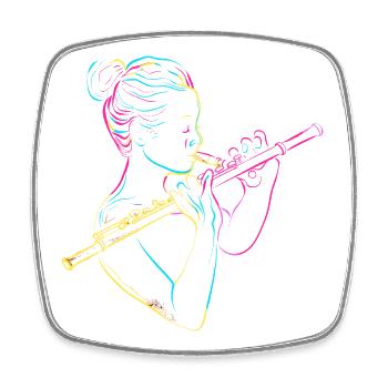 Flute Girl 80s - Square fridge magnet - white - Front