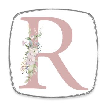 R Monogramm, Floral, personalisierbar - Viereckiger Kühlschrankmagnet - Weiß - Vorne