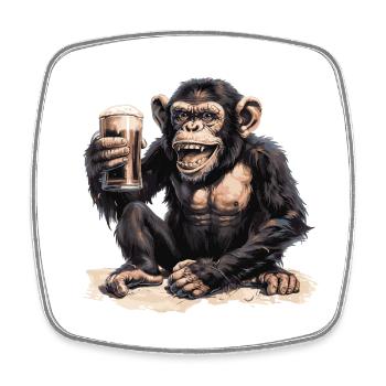 Bière de singe drôle - Magnet carré - blanc - Devant