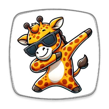Dab Girafe Lunettes de soleil Cool Cartoon - Magnet carré - blanc - Devant