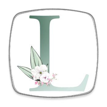 L Monogram, Floral, Personnalisable - Magnet carré - blanc - Devant