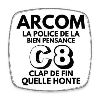 C8, freedom of expression, media, tv - Square fridge magnet - white - Front