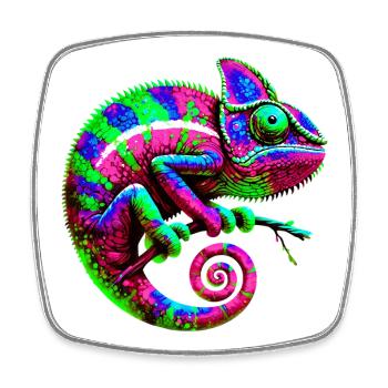 Chameleon - Square fridge magnet - white - Front