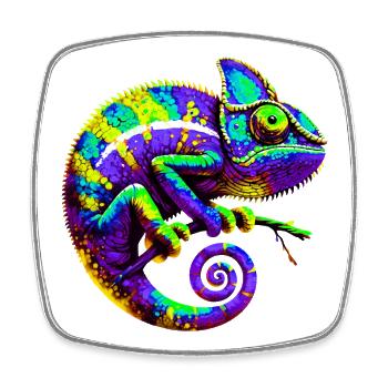 Chameleon - Square fridge magnet - white - Front
