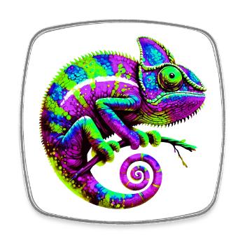 Chameleon - Square fridge magnet - white - Front