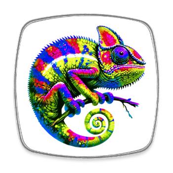 Chameleon - Square fridge magnet - white - Front