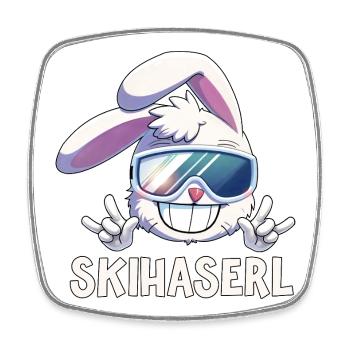 Skihaserl Skihase Apres ski Skiurlaub Geschenk - Viereckiger Kühlschrankmagnet - Weiß - Vorne