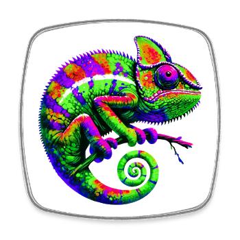 Chameleon - Square fridge magnet - white - Front