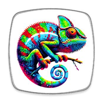 Chameleon - Square fridge magnet - white - Front