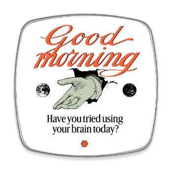 Good Morning – Main de gentleman vintage - Magnet carré - blanc - Devant