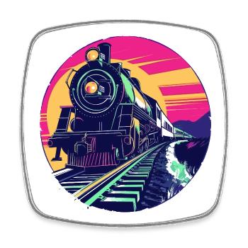 Railway Illustration - Square fridge magnet - white - Front