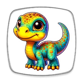 Dinosaurier - Viereckiger Kühlschrankmagnet - Weiß - Vorne