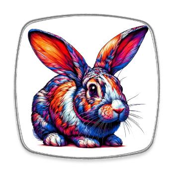 Rabbit - Square fridge magnet - white - Front