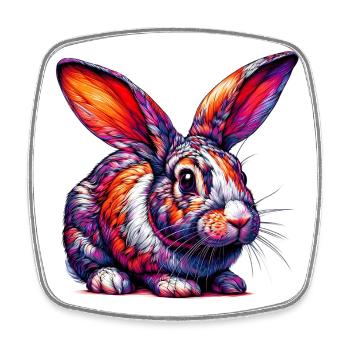 Rabbit - Square fridge magnet - white - Front