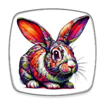 Rabbit - Square fridge magnet - white - Front