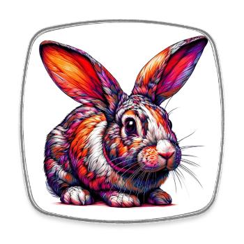 Rabbit - Square fridge magnet - white - Front