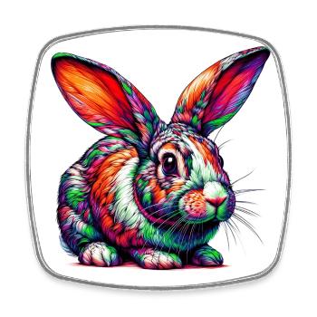 Rabbit - Square fridge magnet - white - Front