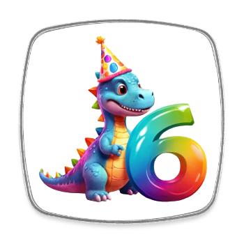 DINO 6 JAHRE DINOSAURIER 6. GEBURTSTAG - Viereckiger Kühlschrankmagnet - Weiß - Vorne