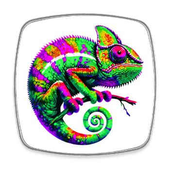 Chameleon - Square fridge magnet - white - Front