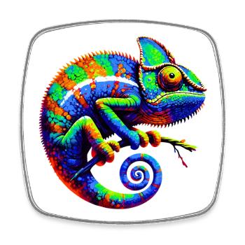 Chameleon - Square fridge magnet - white - Front