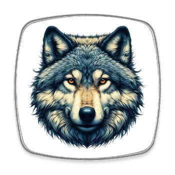 Loup - Magnet carré - blanc - Devant