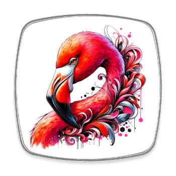 Flamingo - Square fridge magnet - white - Front