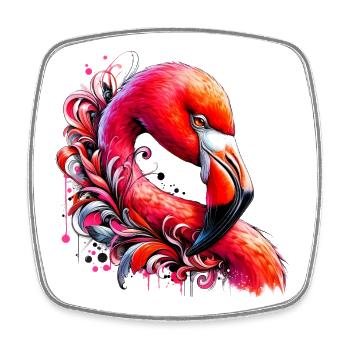 Flamingo - Viereckiger Kühlschrankmagnet - Weiß - Vorne