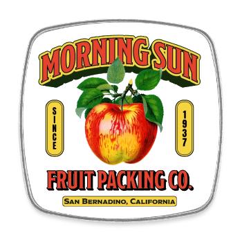 Morning Sun Fruit Label - Square fridge magnet - white - Front