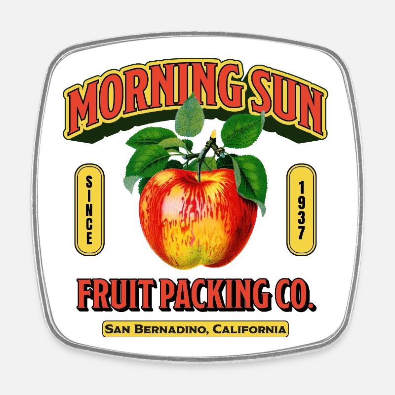 Morning Sun Fruit Label - Viereckiger Kühlschrankmagnet - Weiß
