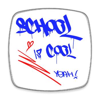 L’école, c’est cool, les inscriptions - Magnet carré - blanc - Devant