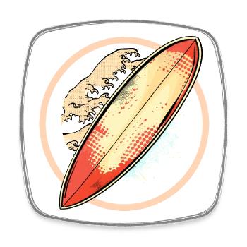 Surfbrett Grafik - Viereckiger Kühlschrankmagnet - Weiß - Vorne