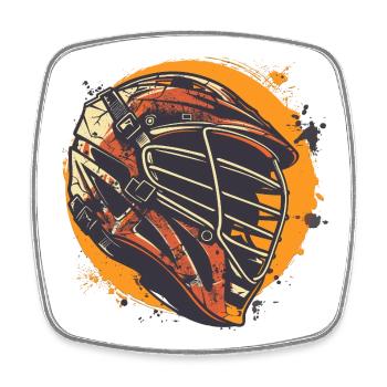 Lacrosse Helmet Graphic - Square fridge magnet - white - Front