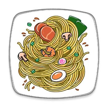 Ramen!! - Square fridge magnet - white - Front