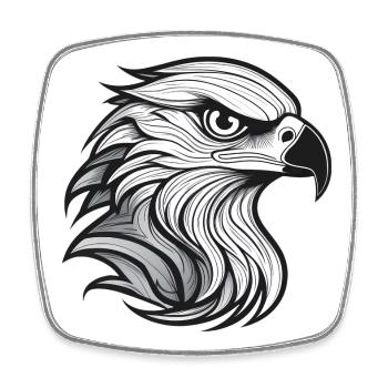 Expressionist eagle head-laying - Square fridge magnet - white - Front