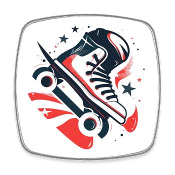 Roller Skates Drawing - Square fridge magnet - white - Front