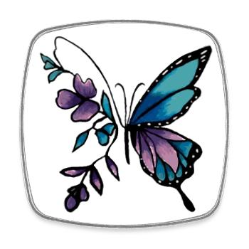 Elegant Butterfly with Floral Accents - Square fridge magnet - white - Front