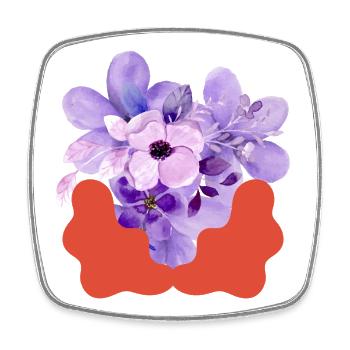 Purple Bloom with Coral Splash - Square fridge magnet - white - Front