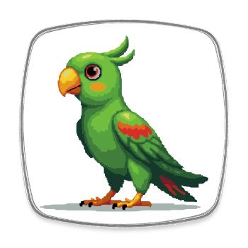 Pixel Parrot – Retro 8-Bit Style - Square fridge magnet - white - Front