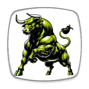 Stier - Viereckiger Kühlschrankmagnet - Weiß - Vorne