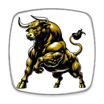 Stier - Viereckiger Kühlschrankmagnet - Weiß - Vorne