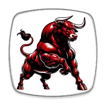Stier - Viereckiger Kühlschrankmagnet - Weiß - Vorne