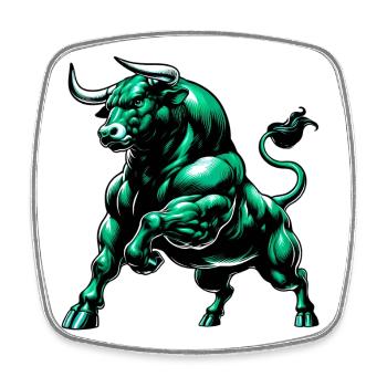 Stier - Viereckiger Kühlschrankmagnet - Weiß - Vorne