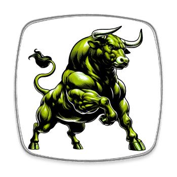 Stier - Viereckiger Kühlschrankmagnet - Weiß - Vorne