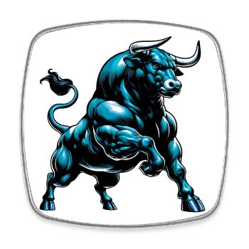 Stier - Viereckiger Kühlschrankmagnet - Weiß - Vorne