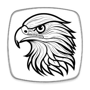 Stylish Eagle Head Illustration - Square fridge magnet - white - Front