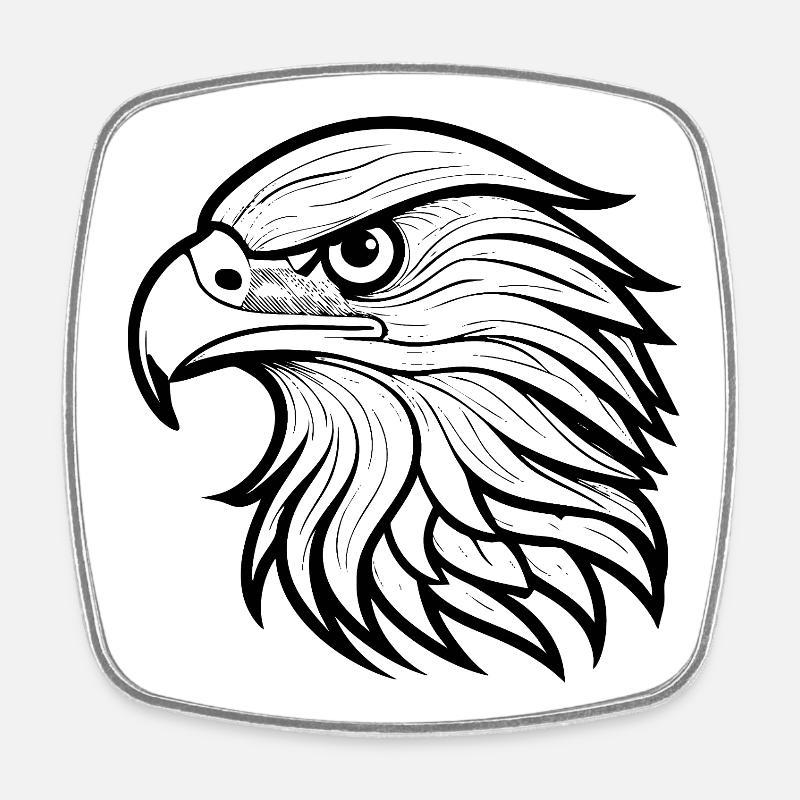 Stylish Eagle Head Illustration - Square fridge magnet - white